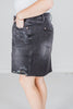 Judy Blue Black Rigid Magic Destroy Denim Skirt - Whiskey Skies - JUDY BLUE