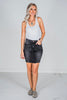 Judy Blue Black Rigid Magic Destroy Denim Skirt - Whiskey Skies - JUDY BLUE