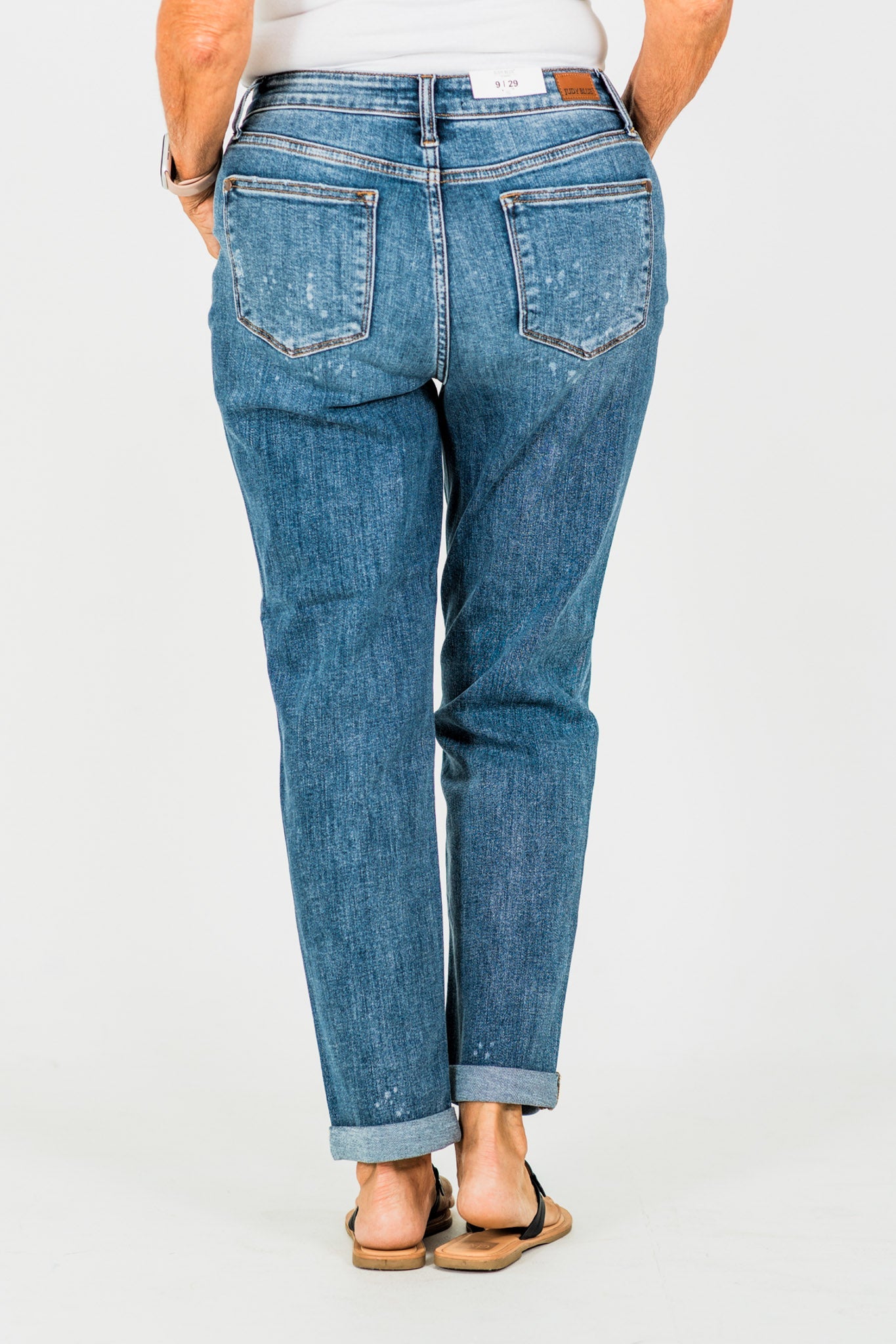 Judy Blue Bleach Splash Boyfriend Jeans - Whiskey Skies - JUDY BLUE