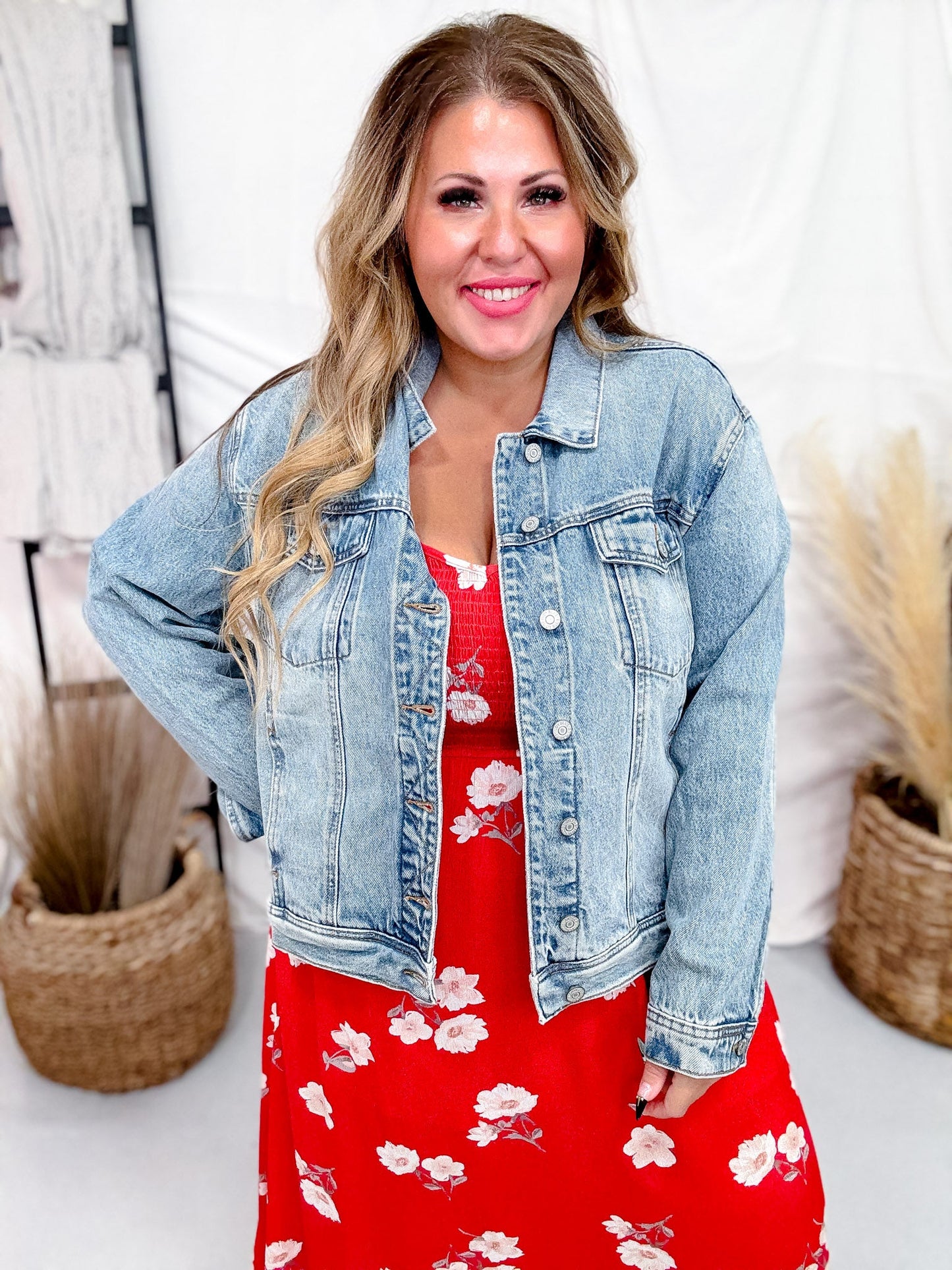 Judy Blue Boyfriend Rigid Magic Jean Jacket - Whiskey Skies - JUDY BLUE