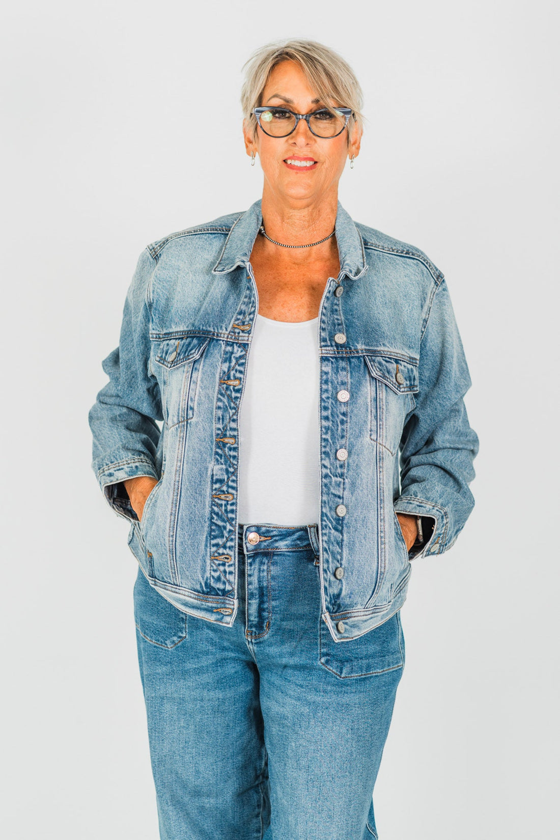 Judy Blue Boyfriend Rigid Magic Jean Jacket - Whiskey Skies - JUDY BLUE