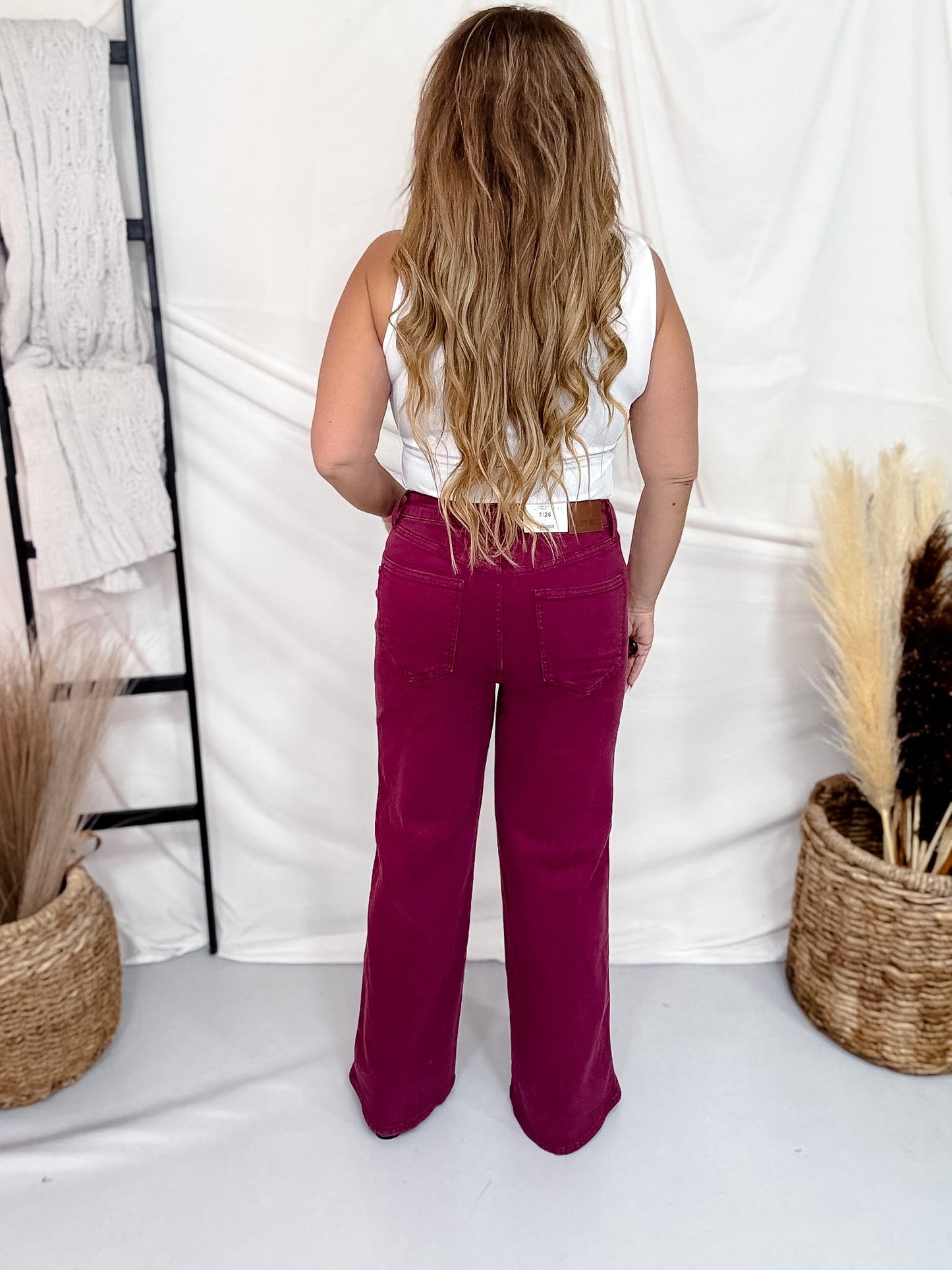 Judy Blue Boysenberry Retro Wide Leg Jeans - Whiskey Skies - JUDY BLUE