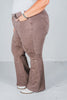 Judy Blue Brown Garment Dyed Flare Jeans With Knee Seam Details - Whiskey Skies - JUDY BLUE