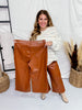 Judy Blue Camel High Waist Tummy Control Faux Leather Wide Crops - Whiskey Skies - JUDY BLUE