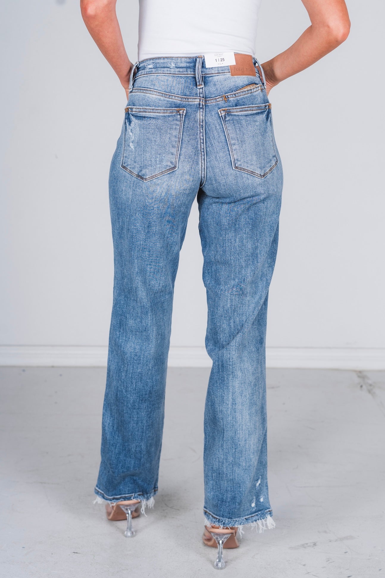 Judy Blue Cell Phone Pocket Dad Jeans - Whiskey Skies - JUDY BLUE