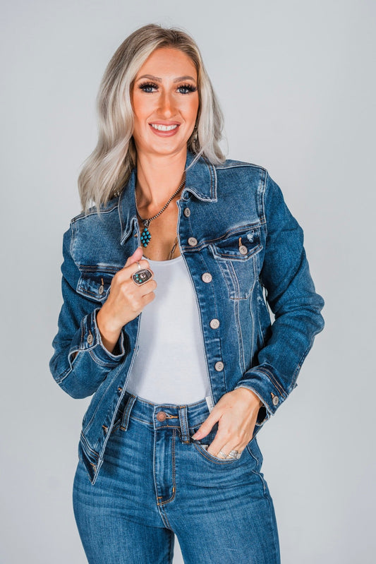 Judy Blue Classic Destroy Denim Jacket - Whiskey Skies - JUDY BLUE