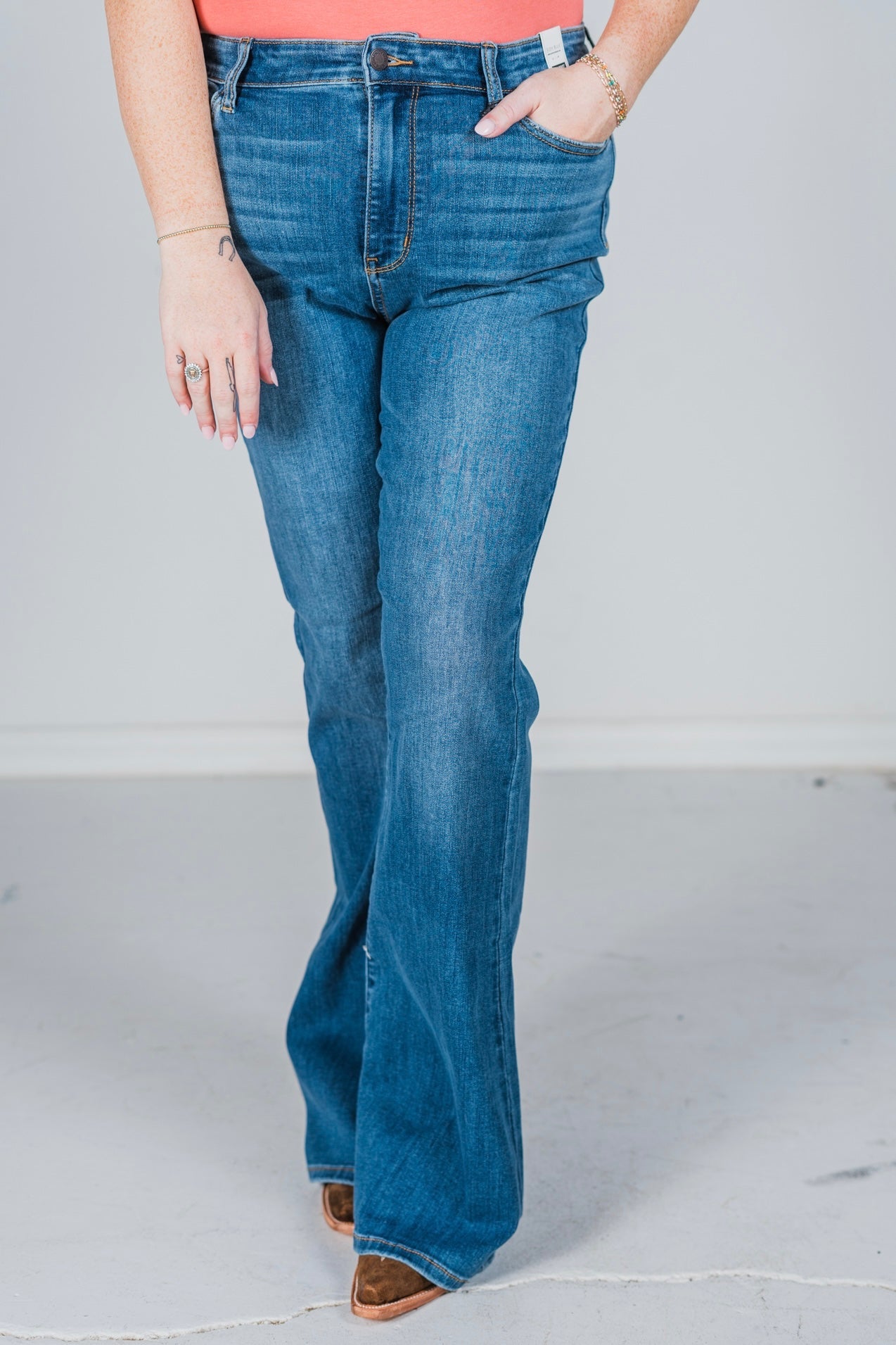 Judy Blue Classic Wash High Waist Flare Jeans - Whiskey Skies - JUDY BLUE