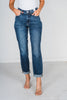 Judy Blue Core Mid - Rise Cuffed Boyfriend Jeans - Whiskey Skies - JUDY BLUE