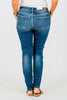 Judy Blue Core Mid - Rise Skinny Jeans With Hand - Sanding - Whiskey Skies - JUDY BLUE