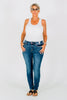 Judy Blue Core Mid - Rise Skinny Jeans With Hand - Sanding - Whiskey Skies - JUDY BLUE