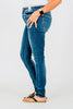Judy Blue Core Mid - Rise Skinny Jeans With Hand - Sanding - Whiskey Skies - JUDY BLUE