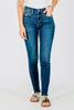 Judy Blue Core Mid - Rise Skinny Jeans With Hand - Sanding - Whiskey Skies - JUDY BLUE