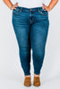 Judy Blue Core Mid - Rise Skinny Jeans With Hand - Sanding - Whiskey Skies - JUDY BLUE