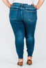 Judy Blue Core Mid - Rise Skinny Jeans With Hand - Sanding - Whiskey Skies - JUDY BLUE