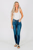 Judy Blue Core Mid - Rise Skinny Jeans With Hand - Sanding - Whiskey Skies - JUDY BLUE