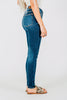 Judy Blue Core Mid - Rise Skinny Jeans With Hand - Sanding - Whiskey Skies - JUDY BLUE