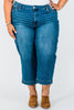 Judy Blue Cropped Wide Leg Mid - Rise Jeans With Wide Hems - Whiskey Skies - JUDY BLUE
