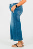 Judy Blue Cropped Wide Leg Mid - Rise Jeans With Wide Hems - Whiskey Skies - JUDY BLUE