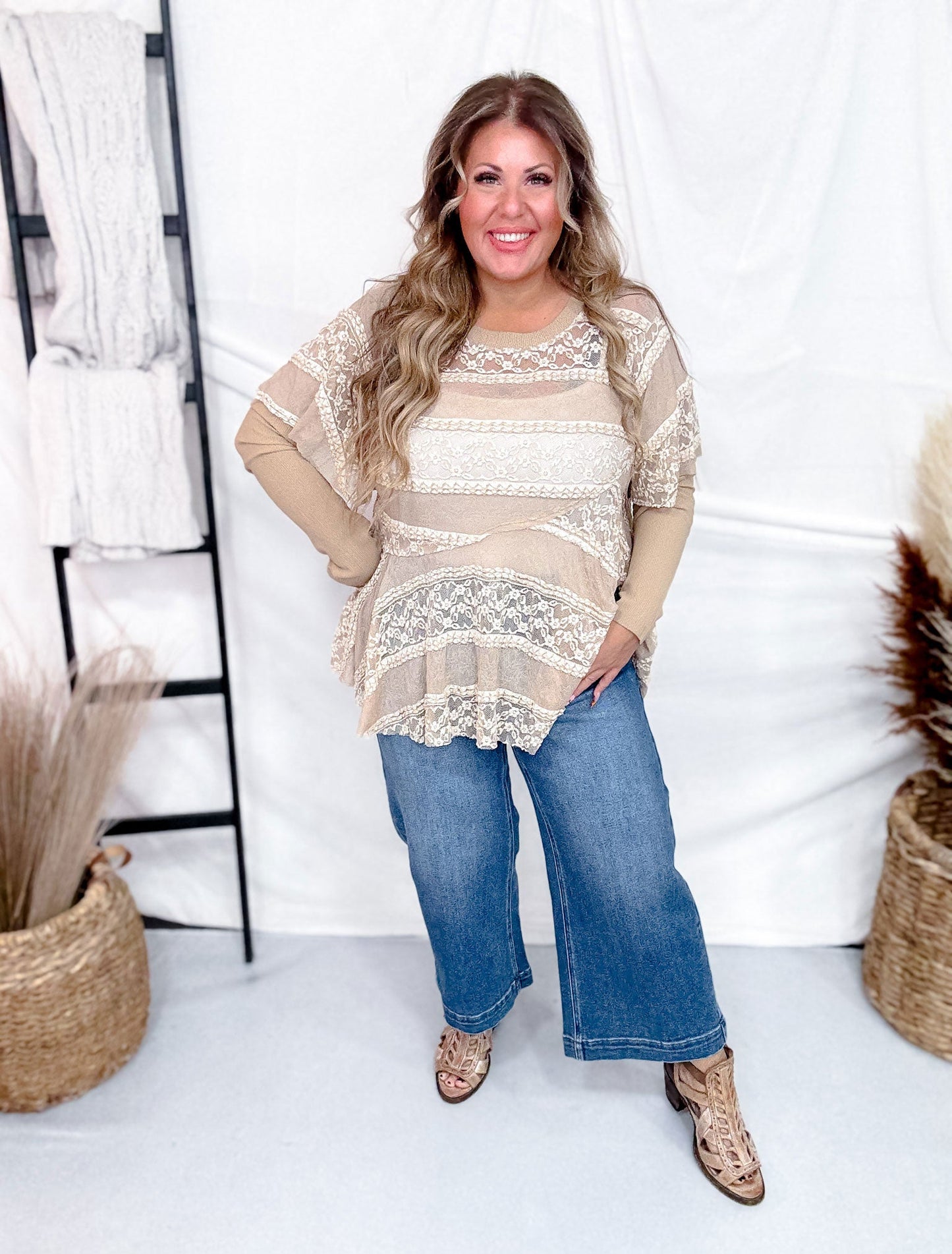 Judy Blue Cropped Wide Leg Mid - Rise Jeans With Wide Hems - Whiskey Skies - JUDY BLUE