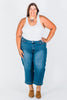 Judy Blue Cropped Wide Leg Mid - Rise Jeans With Wide Hems - Whiskey Skies - JUDY BLUE