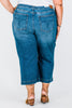 Judy Blue Cropped Wide Leg Mid - Rise Jeans With Wide Hems - Whiskey Skies - JUDY BLUE