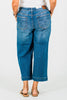 Judy Blue Cropped Wide Leg Mid - Rise Jeans With Wide Hems - Whiskey Skies - JUDY BLUE