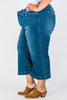 Judy Blue Cropped Wide Leg Mid - Rise Jeans With Wide Hems - Whiskey Skies - JUDY BLUE