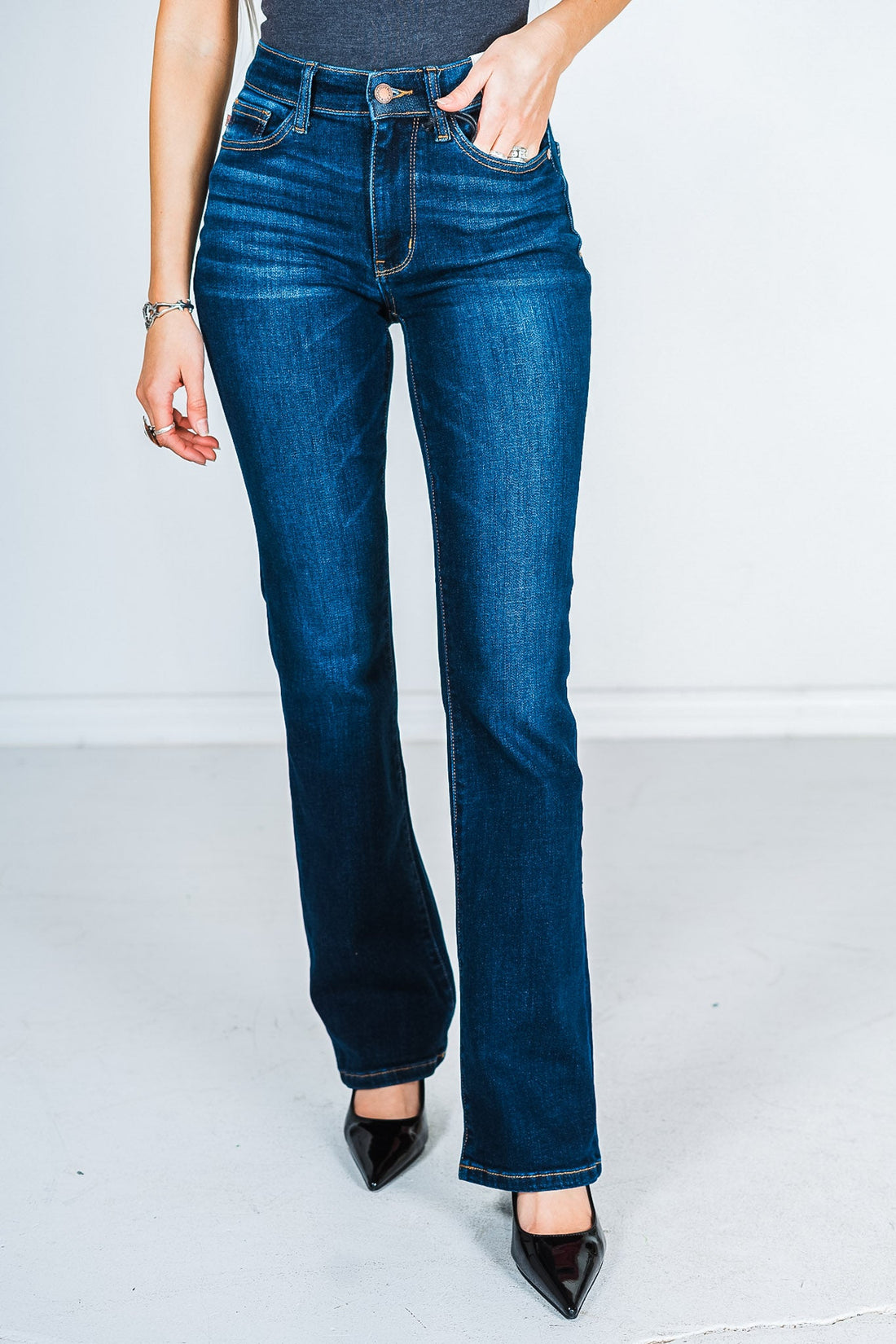 Judy Blue Dark Wash Bootcut Jeans - Whiskey Skies - JUDY BLUE