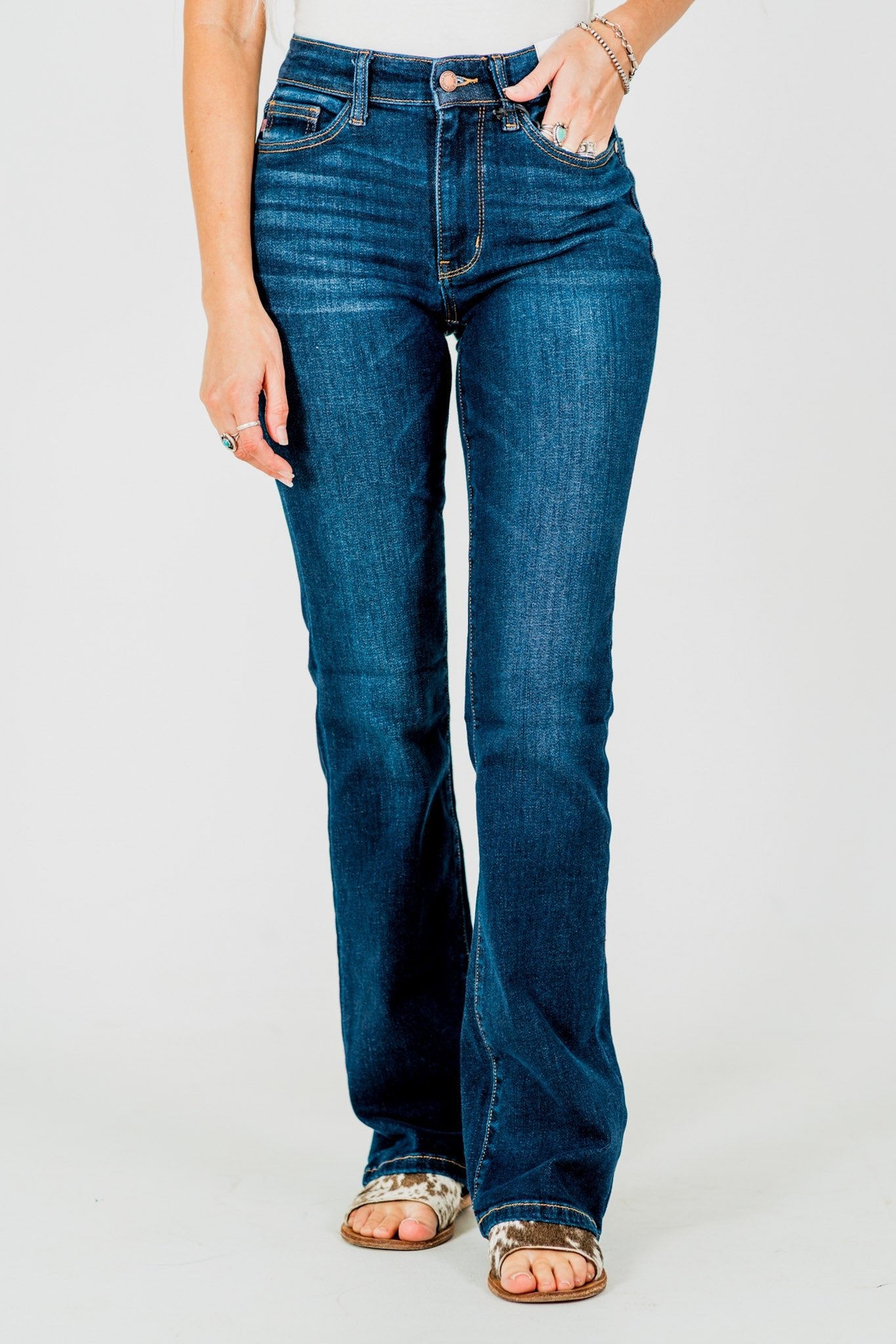 Judy Blue Dark Wash Bootcut Jeans Whiskey Skies