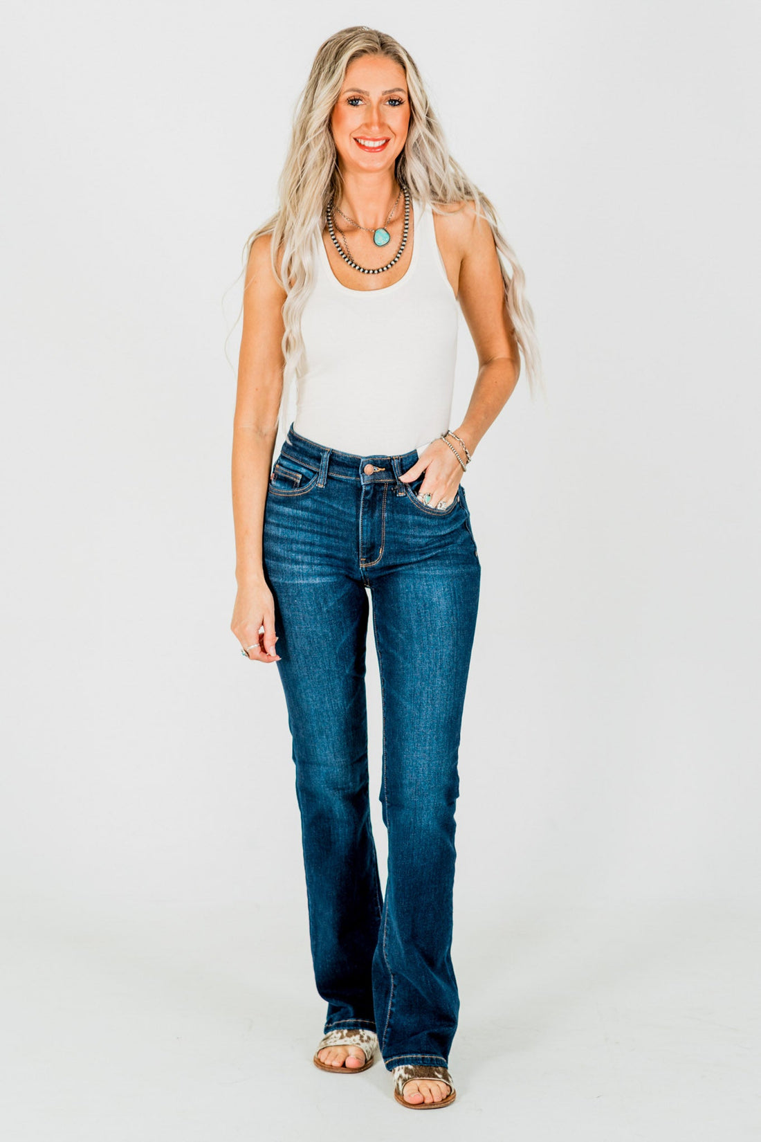 Judy Blue Dark Wash Bootcut Jeans - Whiskey Skies - JUDY BLUE