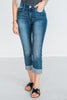 Judy Blue Dark Wash Cuffed Denim Capris - Whiskey Skies - JUDY BLUE