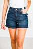 Judy Blue Dark Wash High Waist Shorts with Flap Pockets - Whiskey Skies - JUDY BLUE