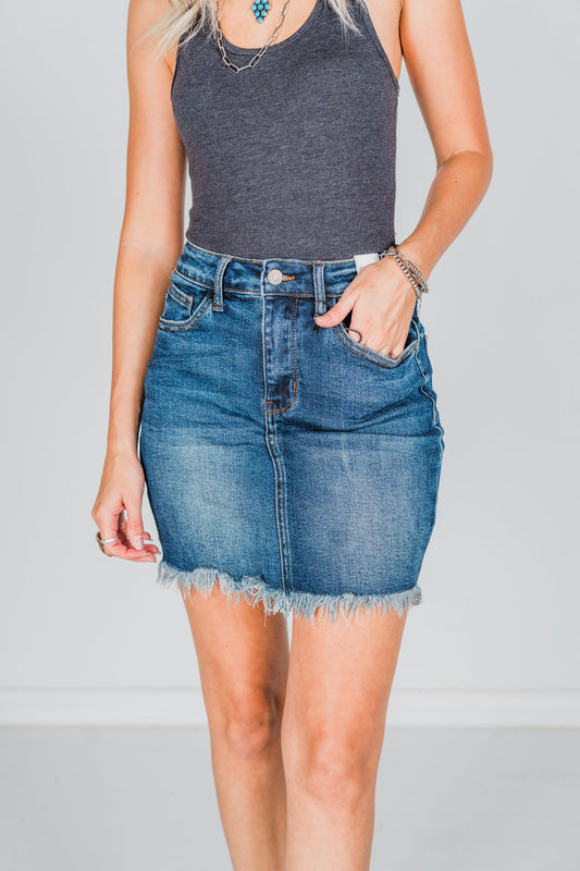 Judy Blue Denim Skirt - Whiskey Skies - JUDY BLUE