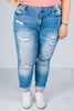 Judy Blue Distressed High - Rise Boyfriend Jeans - Whiskey Skies - JUDY BLUE