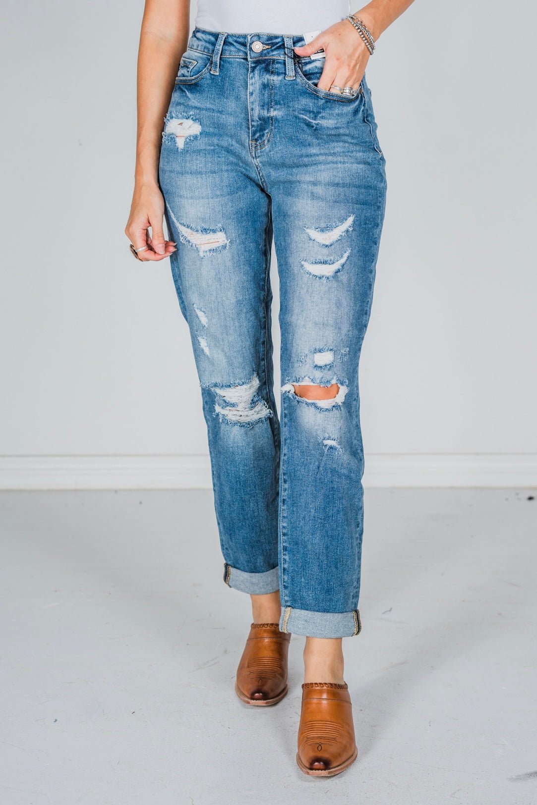 Judy Blue High newest Rise Destroyed Boyfriend Jeans