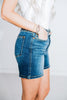 Judy Blue Double Button Mid Length Dad Shorts - Whiskey Skies - JUDY BLUE