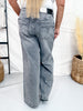 Judy Blue Faded Grey Mid Rise Palazzo Jeans W/ Split Back Yoke - Whiskey Skies - JUDY BLUE