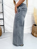 Judy Blue Faded Grey Mid Rise Palazzo Jeans W/ Split Back Yoke - Whiskey Skies - JUDY BLUE