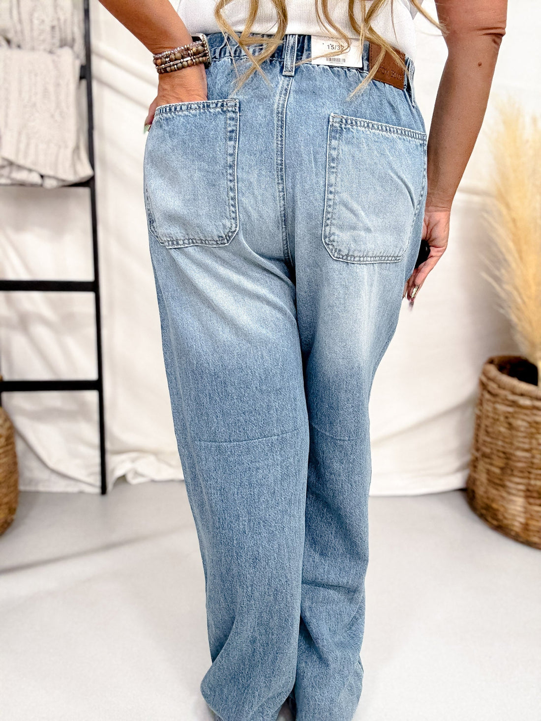 Judy Blue Featherweight Baggy Jeans W/ High Elastic Waist - Whiskey Skies - JUDY BLUE