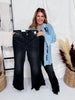 Judy Blue Flare Jeans W/ Mock Fray Tulip Hem - Whiskey Skies - JUDY BLUE