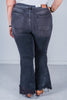 Judy Blue Flare Jeans with Frayed Tulip Hem - Whiskey Skies - JUDY BLUE
