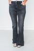 Judy Blue Flare Jeans with Frayed Tulip Hem - Whiskey Skies - JUDY BLUE