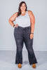 Judy Blue Flare Jeans with Frayed Tulip Hem - Whiskey Skies - JUDY BLUE