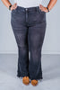 Judy Blue Flare Jeans with Frayed Tulip Hem - Whiskey Skies - JUDY BLUE