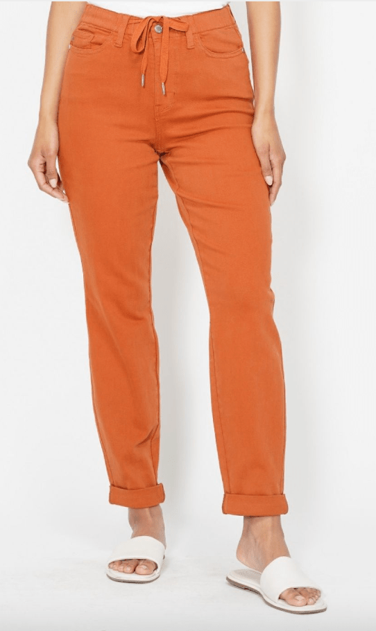 Judy Blue Garment Dyed Orange Double Cuffed Jogger Pants - Whiskey Skies - JUDY BLUE