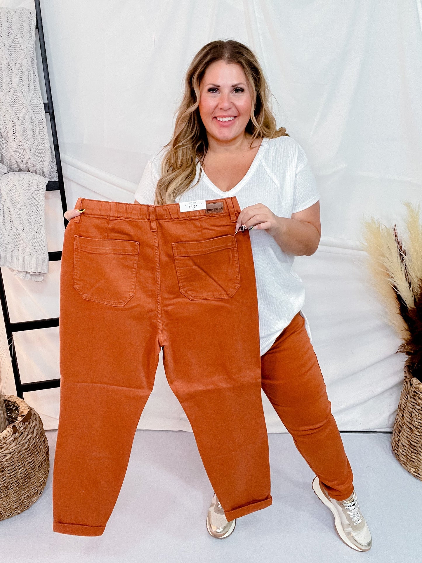 Judy Blue Garment Dyed Orange Double Cuffed Jogger Pants - Whiskey Skies - JUDY BLUE