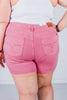 Judy Blue Garment Dyed Rose Pink Denim Shorts - Whiskey Skies - JUDY BLUE