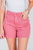 Judy Blue Garment Dyed Rose Pink Denim Shorts - Whiskey Skies - JUDY BLUE