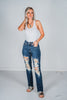 Judy Blue Heavy Destroy Straight Leg Jeans - Whiskey Skies - JUDY BLUE