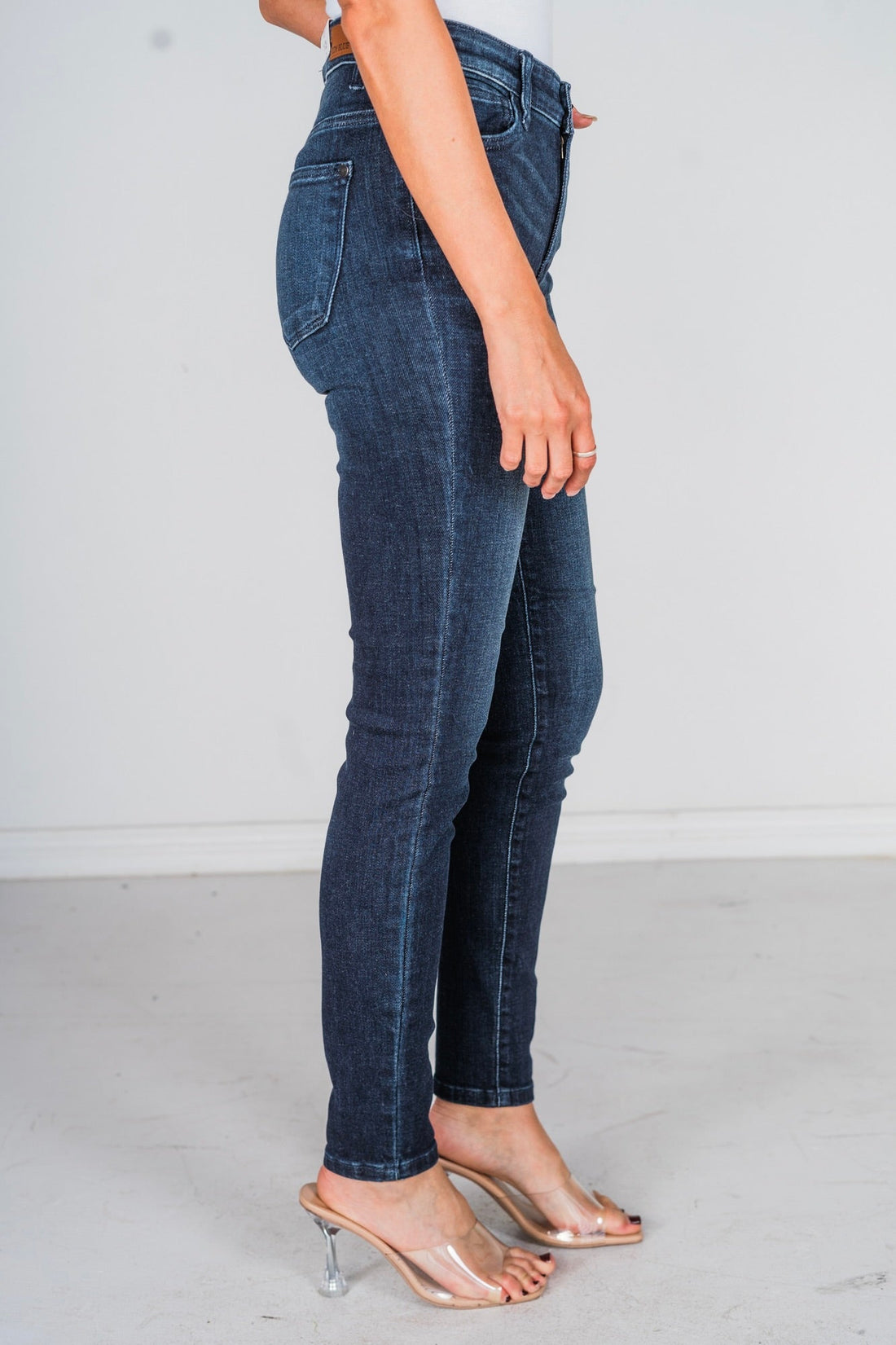 Judy Blue Hi - Rise Super Dark Skinny Jeans - Whiskey Skies - JUDY BLUE